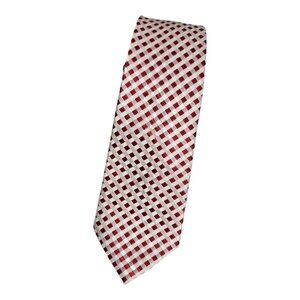 PAUL SMITH Men's 100% Silk Necktie LUXURY Tie Red White Geometric W:3" EUC